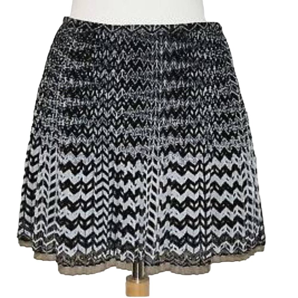 MADEWELL Black Chevron Ombre Chiffon Pleated Full Mini Skirt 6